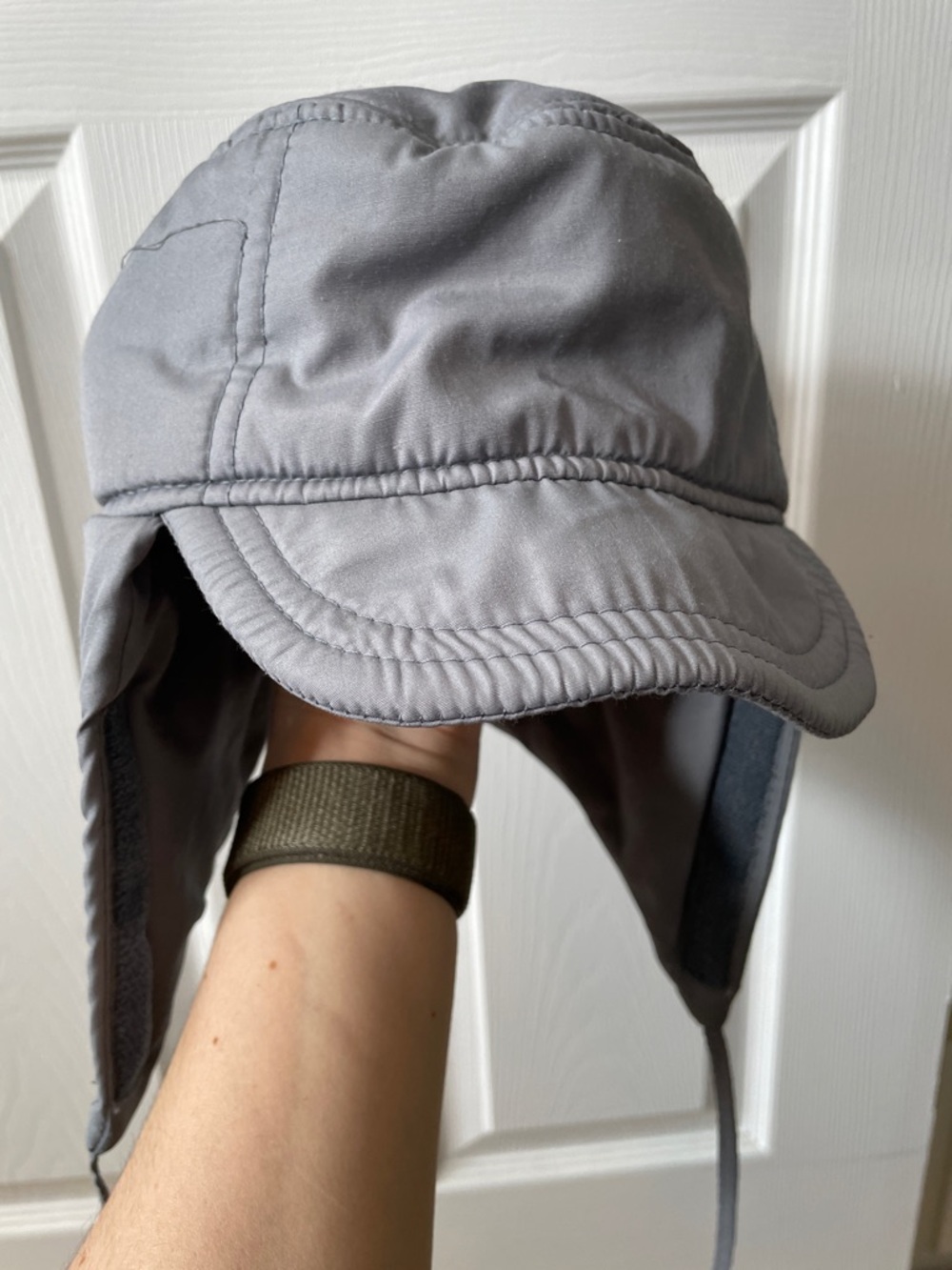 Vintage Lids Sz M Light Gray Quilted Puffer Trapper Hat